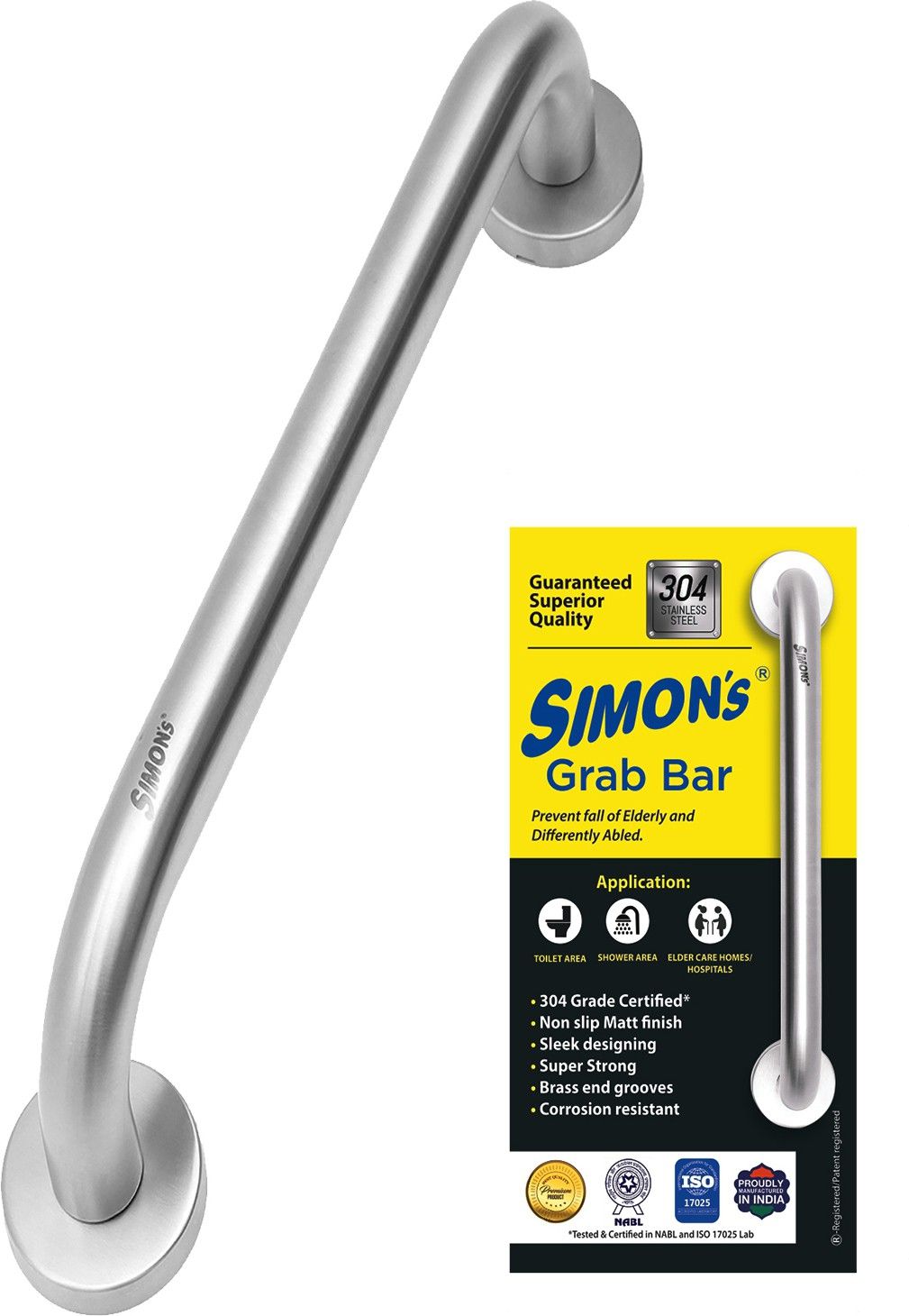 100% Stainless steel 304 heavy duty grab bar for bathroom handrailing and safety handle for elderly - 16 inch Shower Grab Bar-image-45