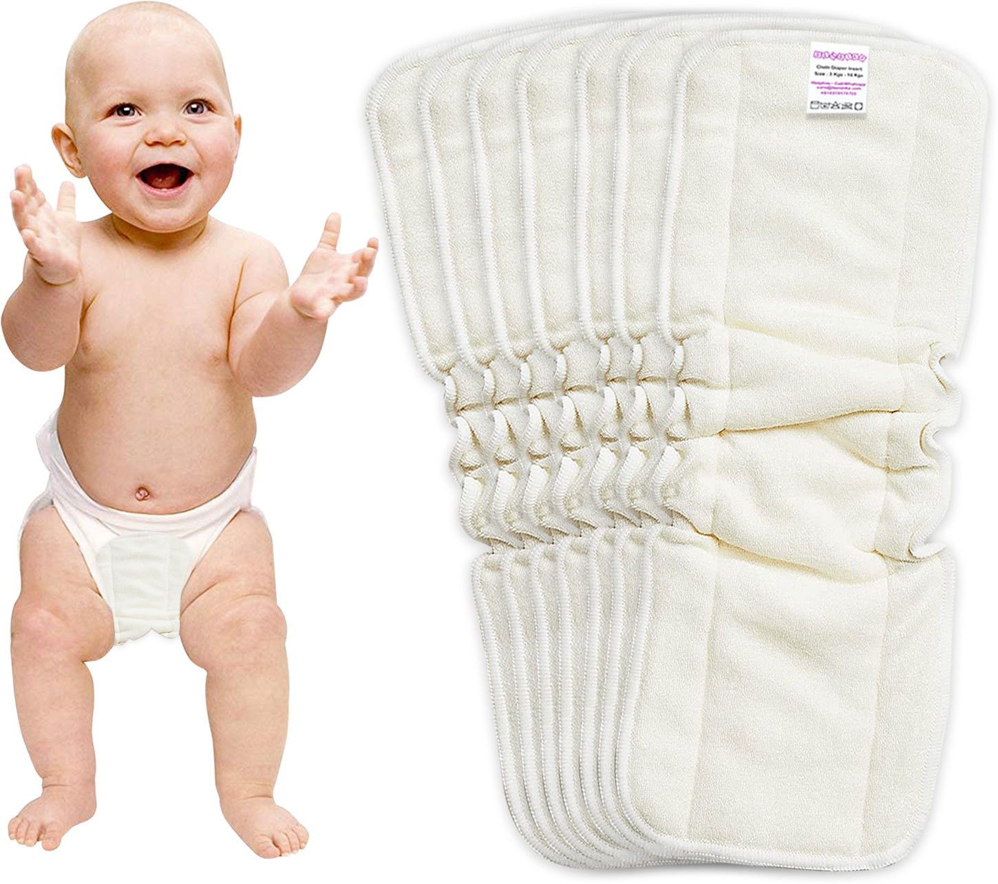 5 Layer Bamboo Terry Inserts with Gussets Liners Natures Cloth Diaper Liner, Wetfree Reusable Washable Cotton Diaper Nappy Inserts for Baby Cloth Diapers (Set of 7)-image-43