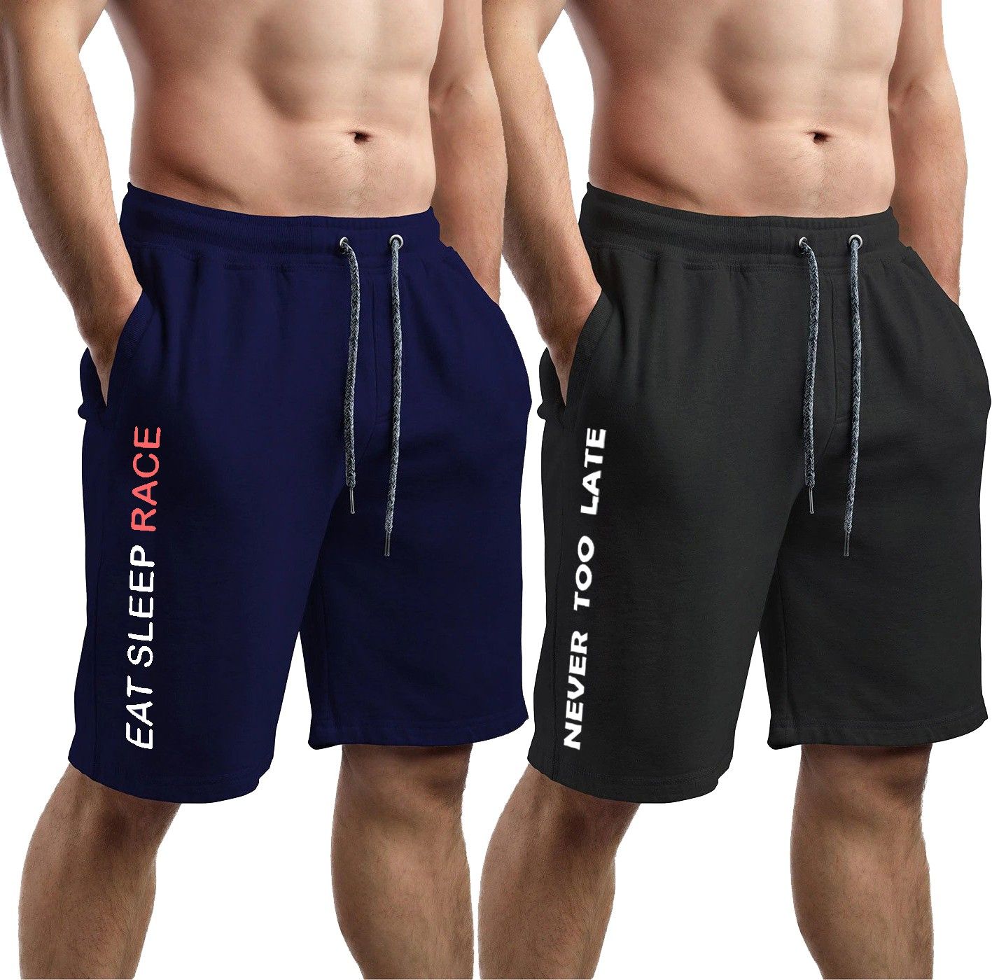 Pack of 2 Printed Men Dark Blue, Black Regular Shorts-image-39