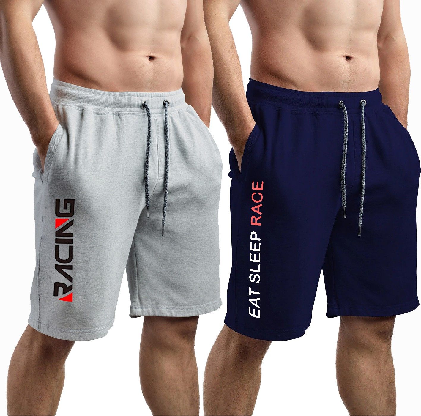 southcity Pack of 2 Solid Men Blue, Grey Regular Shorts-picture-21