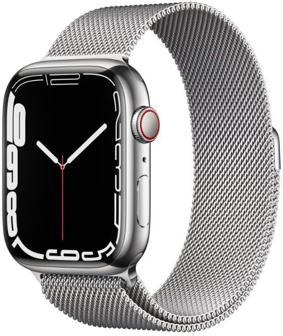 Apple WatchSeries7(GPS + Cellular-45mm)Silver Stainless Steel Case-SilverMilanese Loop-image-46