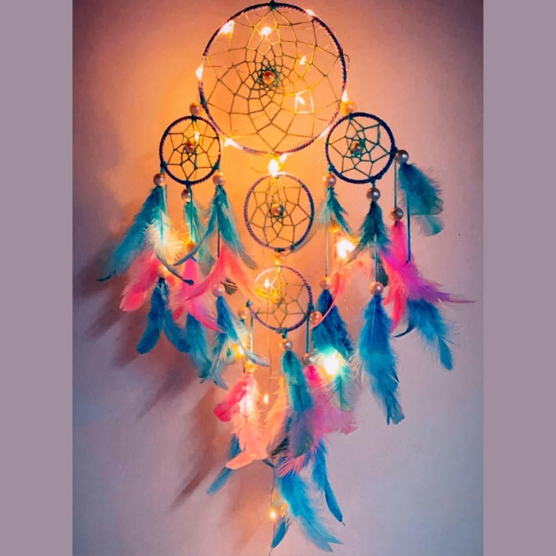 Pastel 4 Tier with Pretty Lights ~ Handmade Hangings for Positivity Feather Dream Catcher