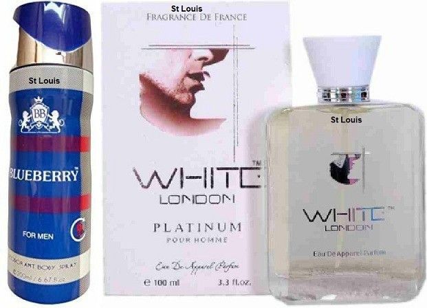 st. louis BLUEBERRY LUXURY DEO 200ML WITH WHITE LONDON PERFUME 100 ML Body Spray - For Men-picture-15