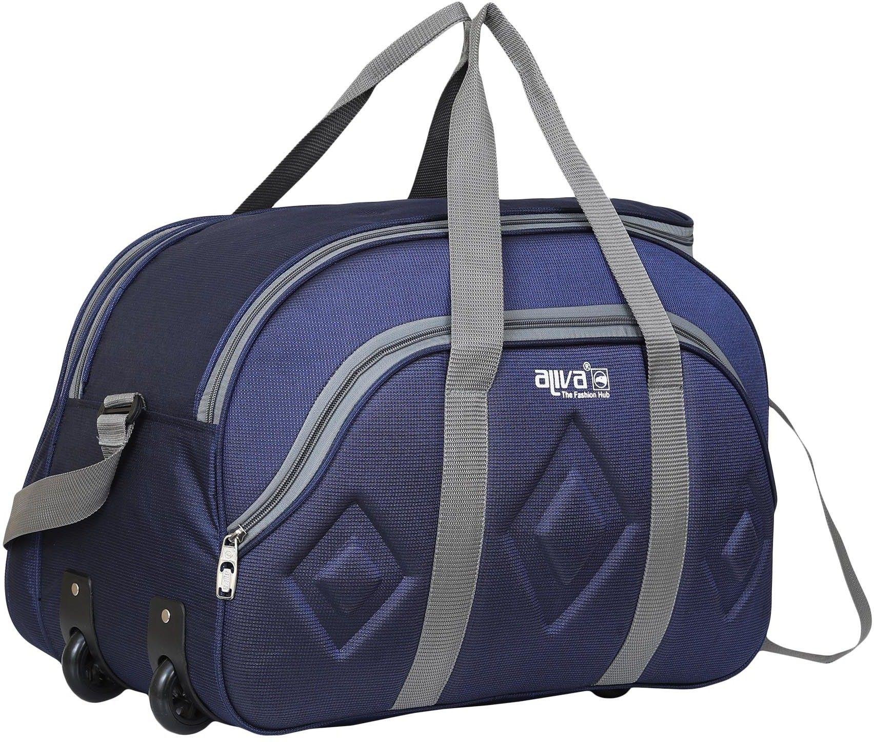 58 L Strolley Duffel Bag - WDB-1172 Stylish and Spacy Wheel Duffel Bag For Traveling Dufflel and more - Blue, Multicolor - Large Capacity
