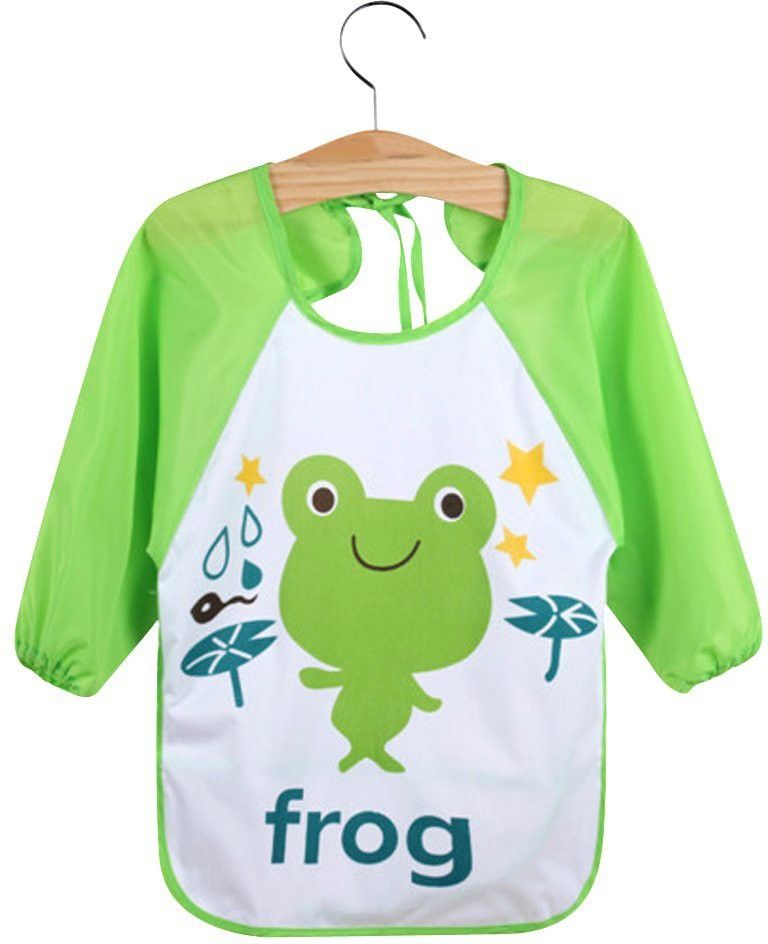 Waterproof Long Sleeve Art Smock Bibs Apron for Painting Artwork Feeding (Frog)-image-6
