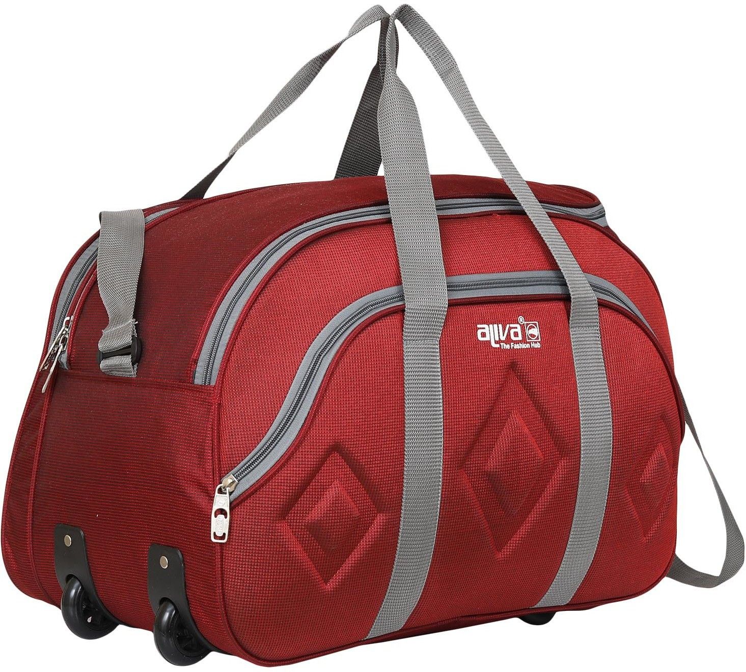 58 L Strolley Duffel Bag - WDB-1172 Stylish and Spacy Wheel Duffel Bag For Traveling Dufflel and more - Maroon - Large Capacity-image-32