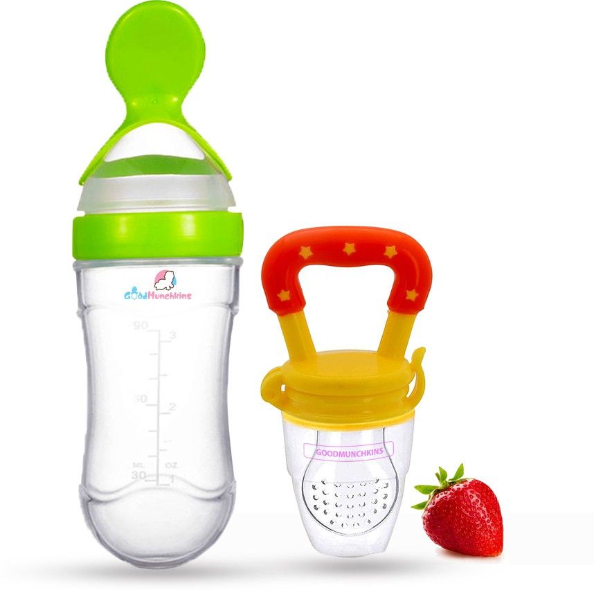 Silicon Food Feeder - Silicon Fruit Feeding Nipple for Baby Food Grade Silicon Container and Nipple BPA Free Combo Pack of 2- Silicon Food Container & Nipple, Food Grade Plastic Caps-image-24