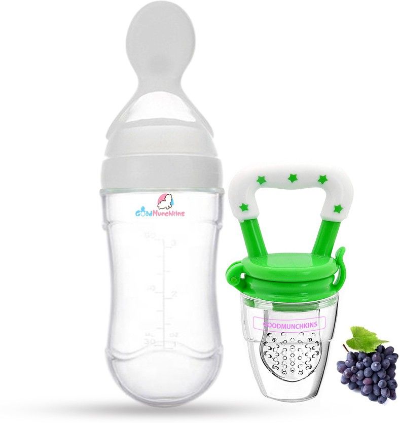 Silicon Food Feeder - Silicon Fruit Feeding Nipple for Baby Food Grade Silicon Container and Nipple BPA Free Combo Pack of 2- Silicon Food Container & Nipple, Food Grade Plastic Caps-image-23