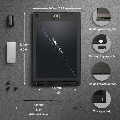 Advance & Portable 8.5 inch LCD Re-Writing Paperless Electronic Digital Notepad Board for Writing And Learning LCD Writing Tablet Pad-image-2