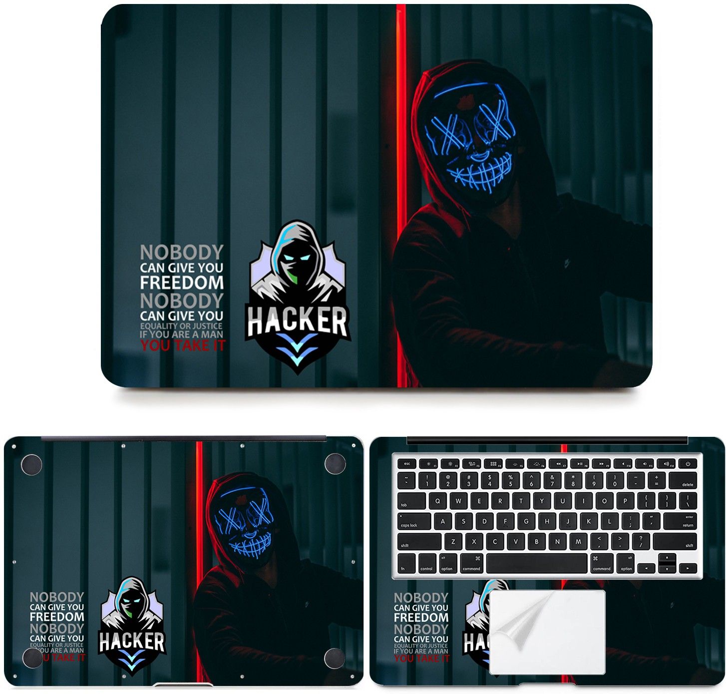 FineArts Fullbody 4 in 1 Precision Cut Laptop Skin Wrap (Top, Bottom, Around Keyboard, Trackpad Protector) Decal Vinyl Sticker Compatible for MacBook Air 13 Inch, Model A1466 / A1369, Release 2010 - 2017 - Hacker Anonymous Bars Self Adhesive Vinyl Laptop Skin Compatible for 13 inch-image-17