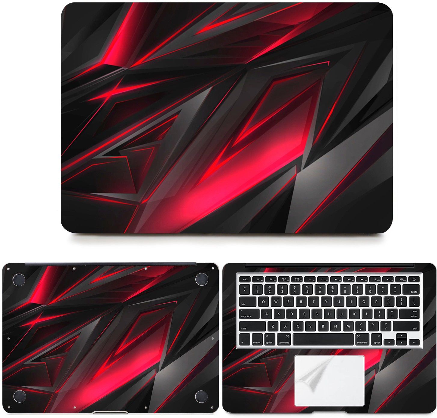 FineArts Fullbody 4 in 1 Precision Cut Laptop Skin Wrap (Top, Bottom, Around Keyboard, Trackpad Protector) Decal Vinyl Sticker Compatible for MacBook Air 13 Inch, Model A1466 / A1369, Release 2010 - 2017 - Megenta Black 3D Abstract Self Adhesive Vinyl Laptop Skin Compatible for 13 inch-image-9