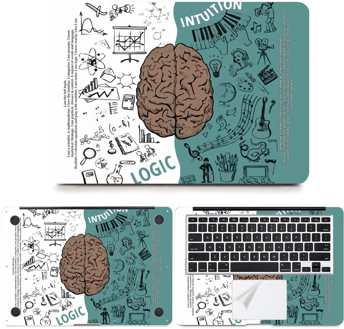 FineArts Fullbody 4 in 1 Precision Cut Laptop Skin Wrap (Top, Bottom, Around Keyboard, Trackpad Protector) Decal Vinyl Sticker Compatible for MacBook Air 13 Inch, Model A1466 / A1369, Release 2010 - 2017 - Brain Logic Self Adhesive Vinyl Laptop Skin Compatible for 13 inch-image-21
