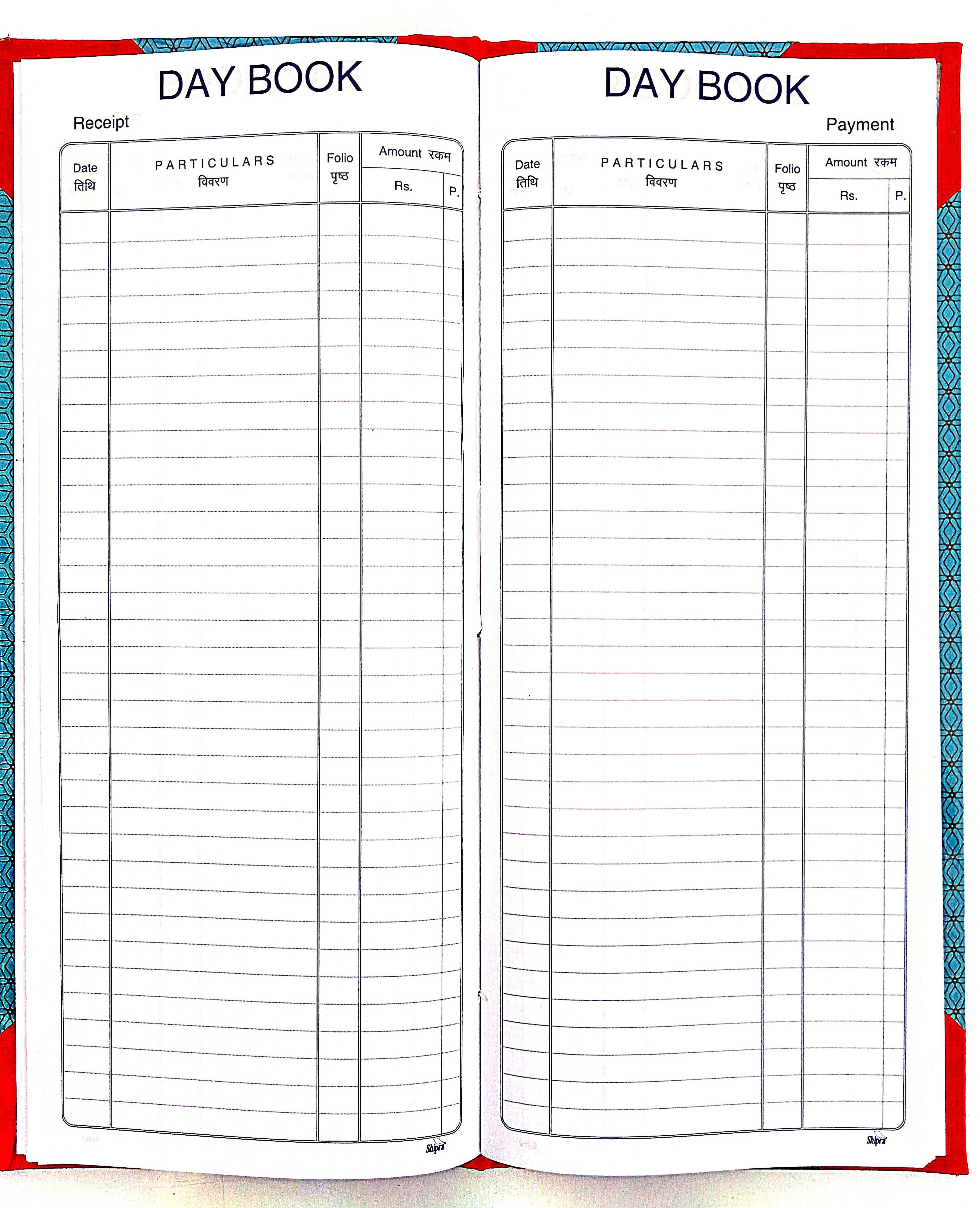 Day Book For Financial Record (110 pages, Single page count) (14X6- Inch) 1-Part Day Book