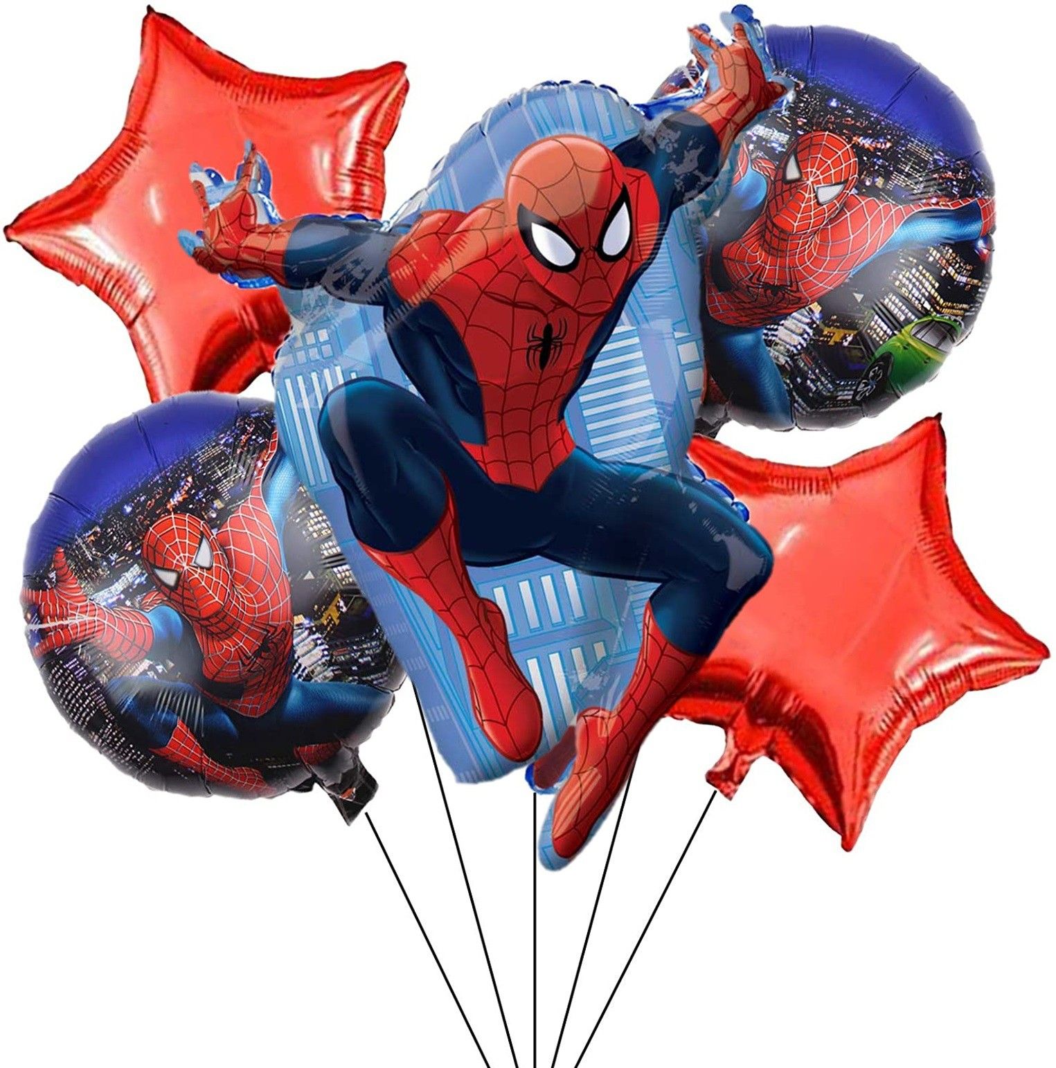 bash n splash Printed Swinging Action spider Man SpiderMan Theme Foil Balloon for Party Decoration Pack of 5 Balloon-picture-27