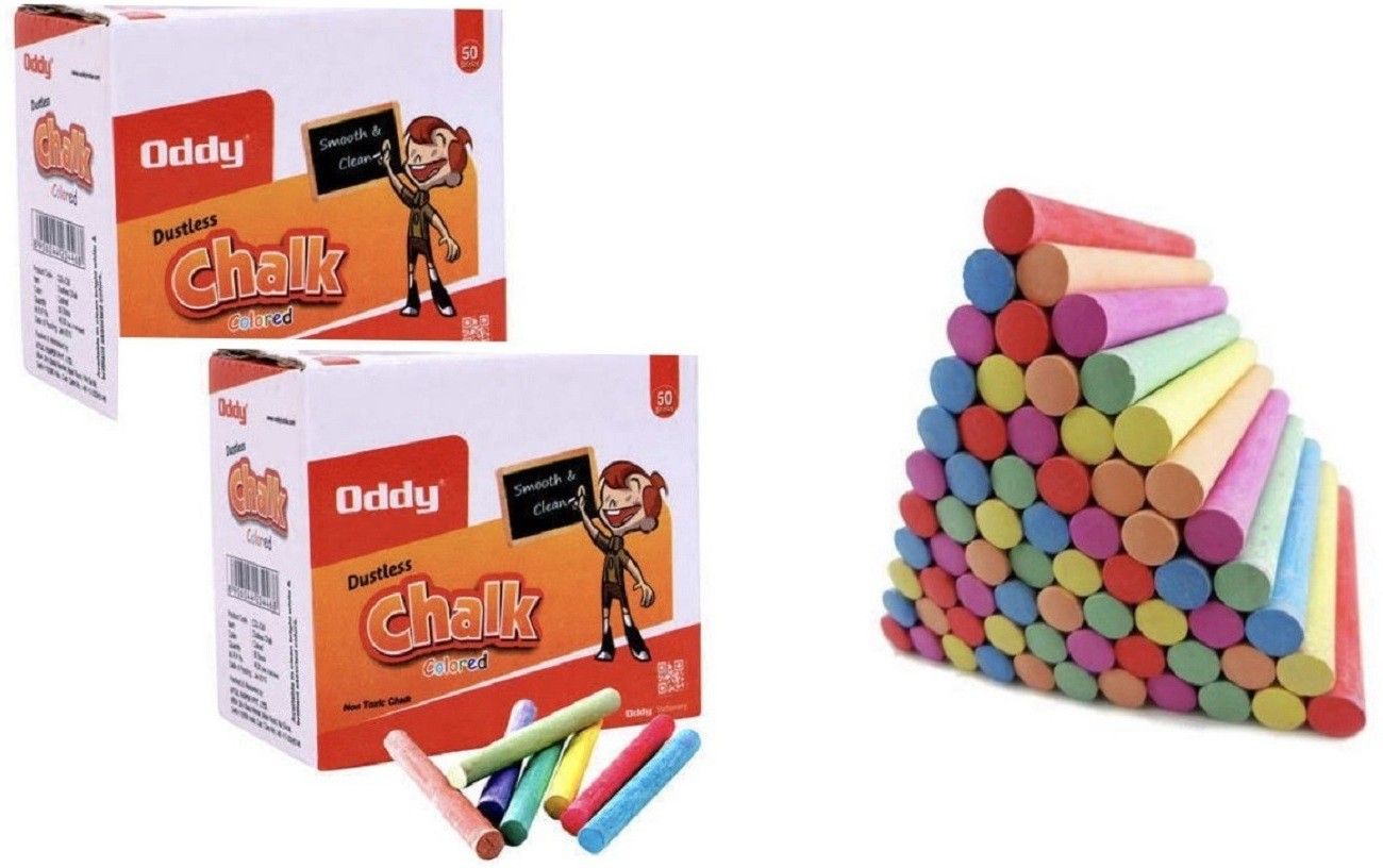 Non Toxic Color Dustless Blackboard Chalk (Pack of 2, Each pack contains 50 chalks) black board Dustless S kin Friendly Color Chalk 100 pcs-image-23