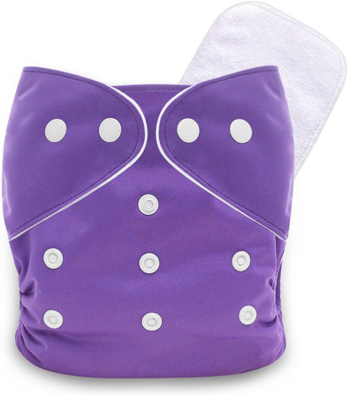 xales Washable And Re-usable Cloth Diapers,Adjustable Size (Purple) With 1 White Insert image 1