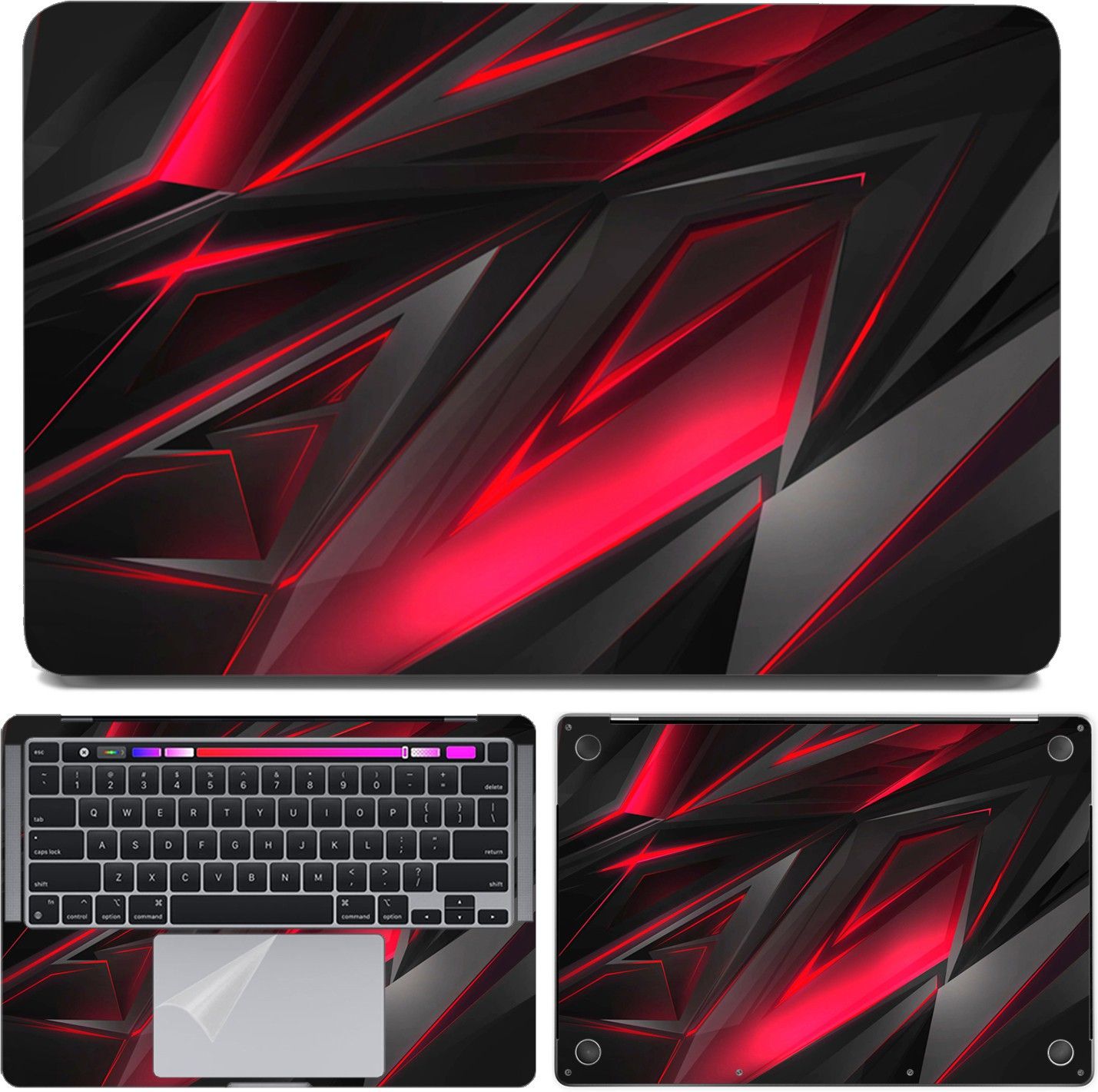 dzazner Fullbody 4 in 1 Precision Cut Laptop Skin Wrap (Top, Bottom, Around Keyboard, Trackpad Protector) Decal Vinyl Sticker Compatible for MacBook Pro 13 Inch, Model A1989, Release 2018 - Megenta Black 3D Abstract Self Adhesive Vinyl Laptop Skin Compatible for 13 inch-image-10