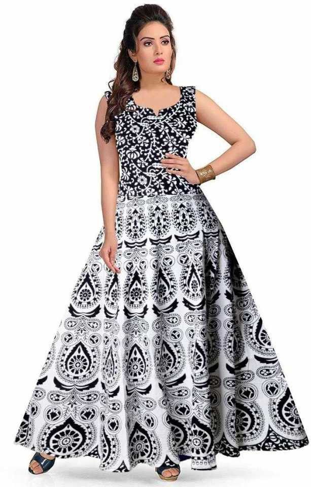 anunja Cotton Blend Stitched Flared/A-line Gown-picture-4