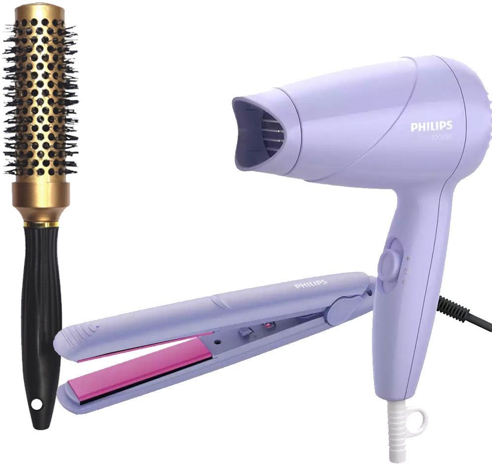 PHILIPS Premium Hot Curl Brush With HP8643 Personal Care Appliance Combo