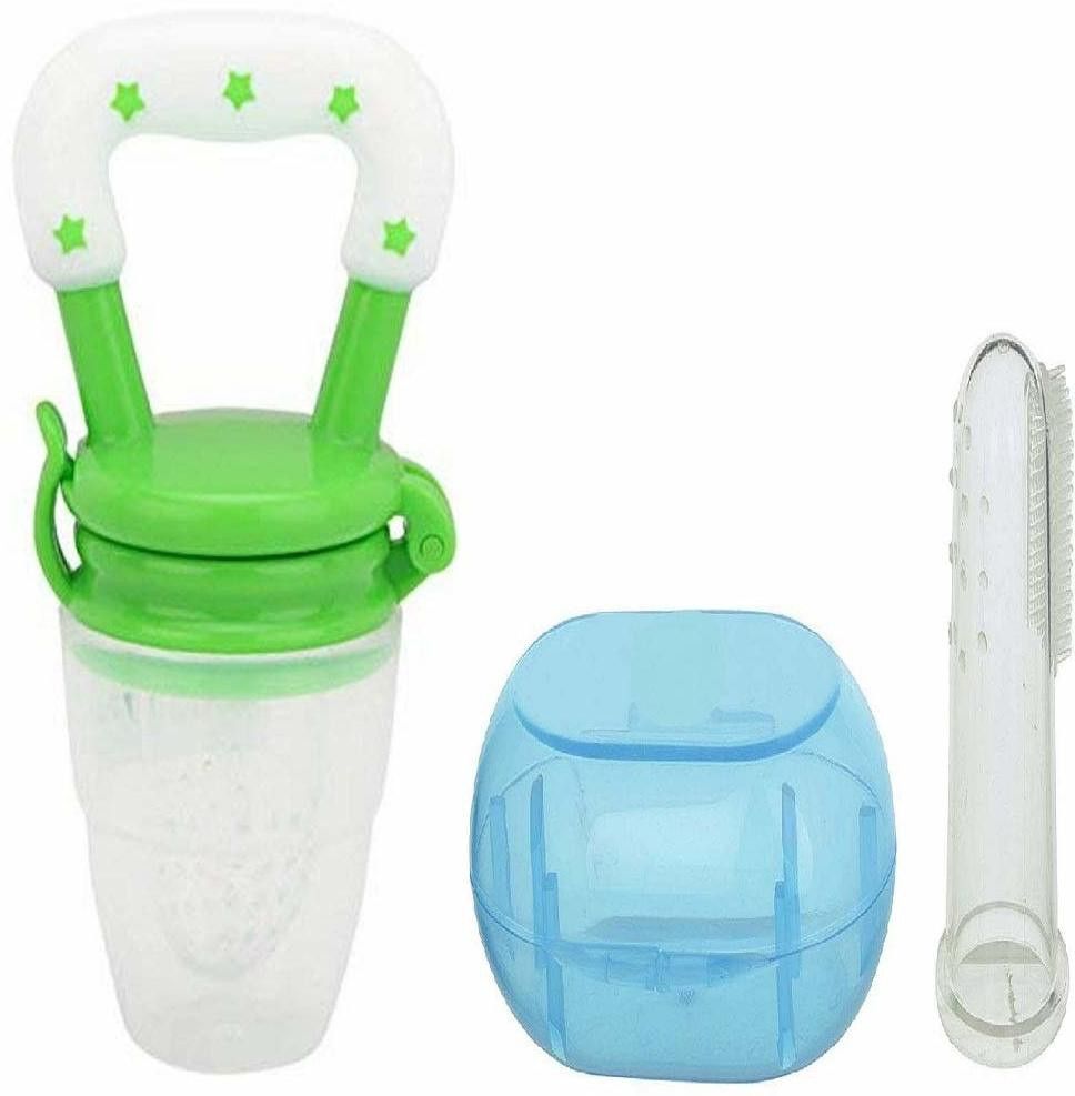 irshyan kidzghar Baby Food Fruit Nibbler Pacifier and Baby Tongue Cleaner Brush (Colour May Vary) Soother-picture-18