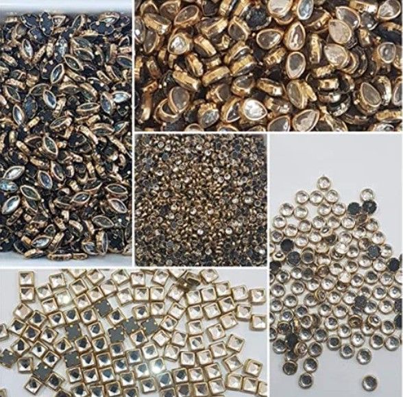 the unique ® Kundan Stone Beads for Jewellery Making, Bangles, Embroidery, Craft, Aari / Maggam Work With Storage Box & Fabric Glue-picture-26