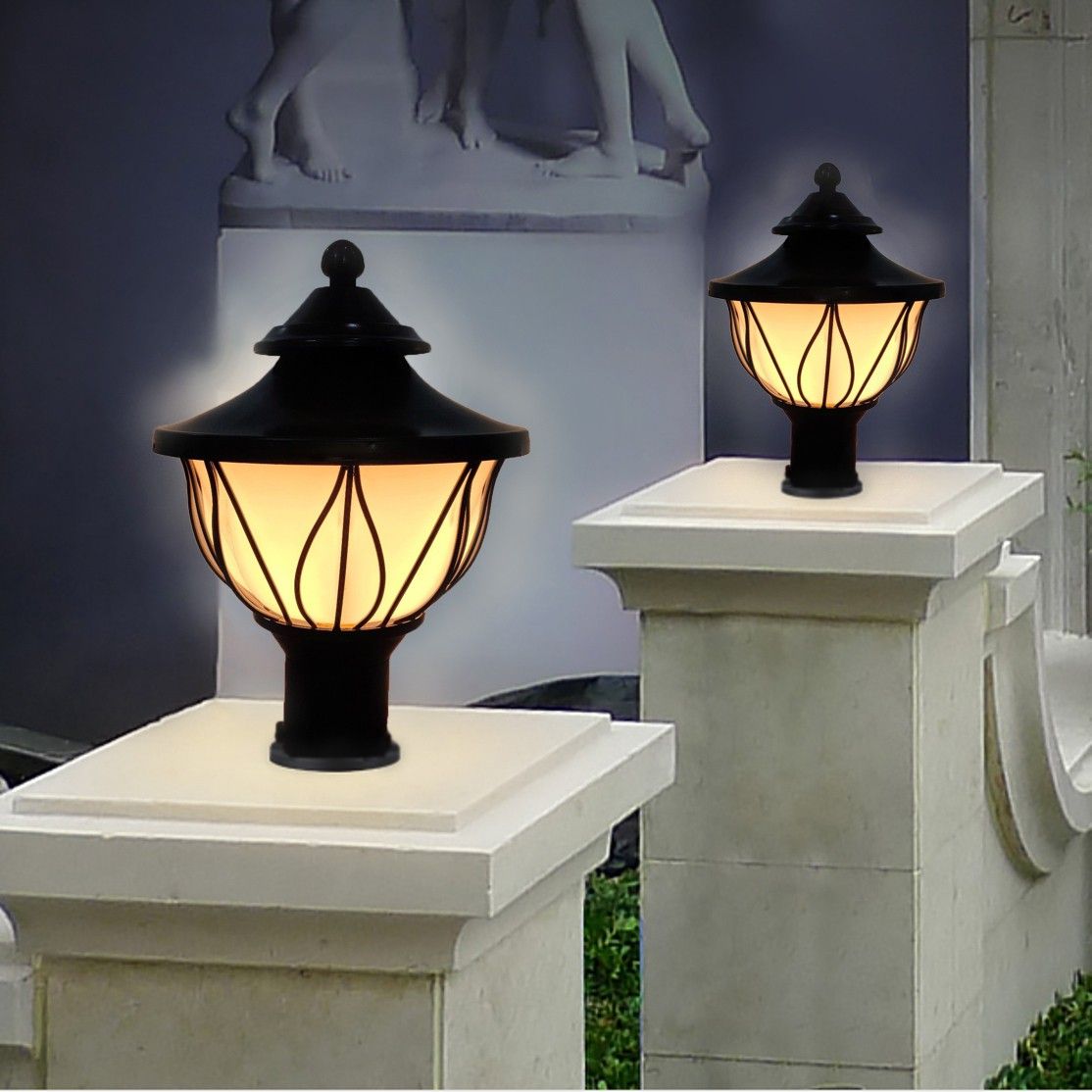 cruv Lotus Shape Black odern Design Waterproof Metal Garden Ligh Gate Light Outdoor Lamp-picture-10