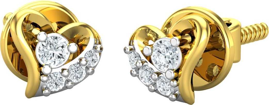 JEWEL HUB Yellow Gold 18kt Diamond Stud Earring