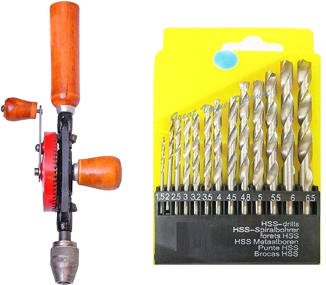 scorpion Hand Drill Machine 1/4 +Drill Bit Set 13 Pcs Hand Drill Machine 1/4 +Drill Bit Set 13 Pcs Rotary Tool-picture-17