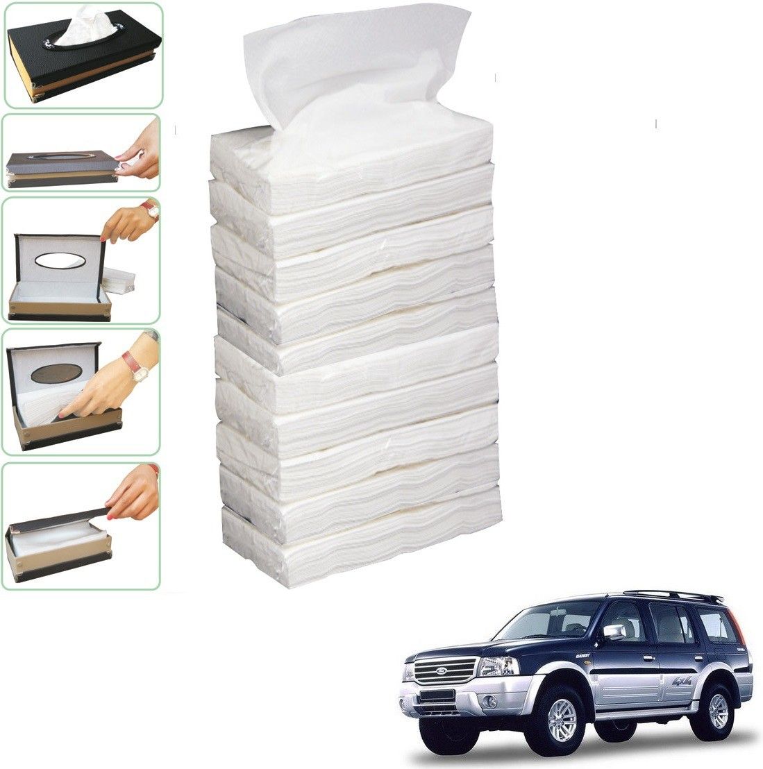 kozdiko 10 SET REFILLER WITH 100 PULLS (200 SHEETS) FOR FORD ENDEAVOUR Vehicle Tissue Dispenser-picture-12