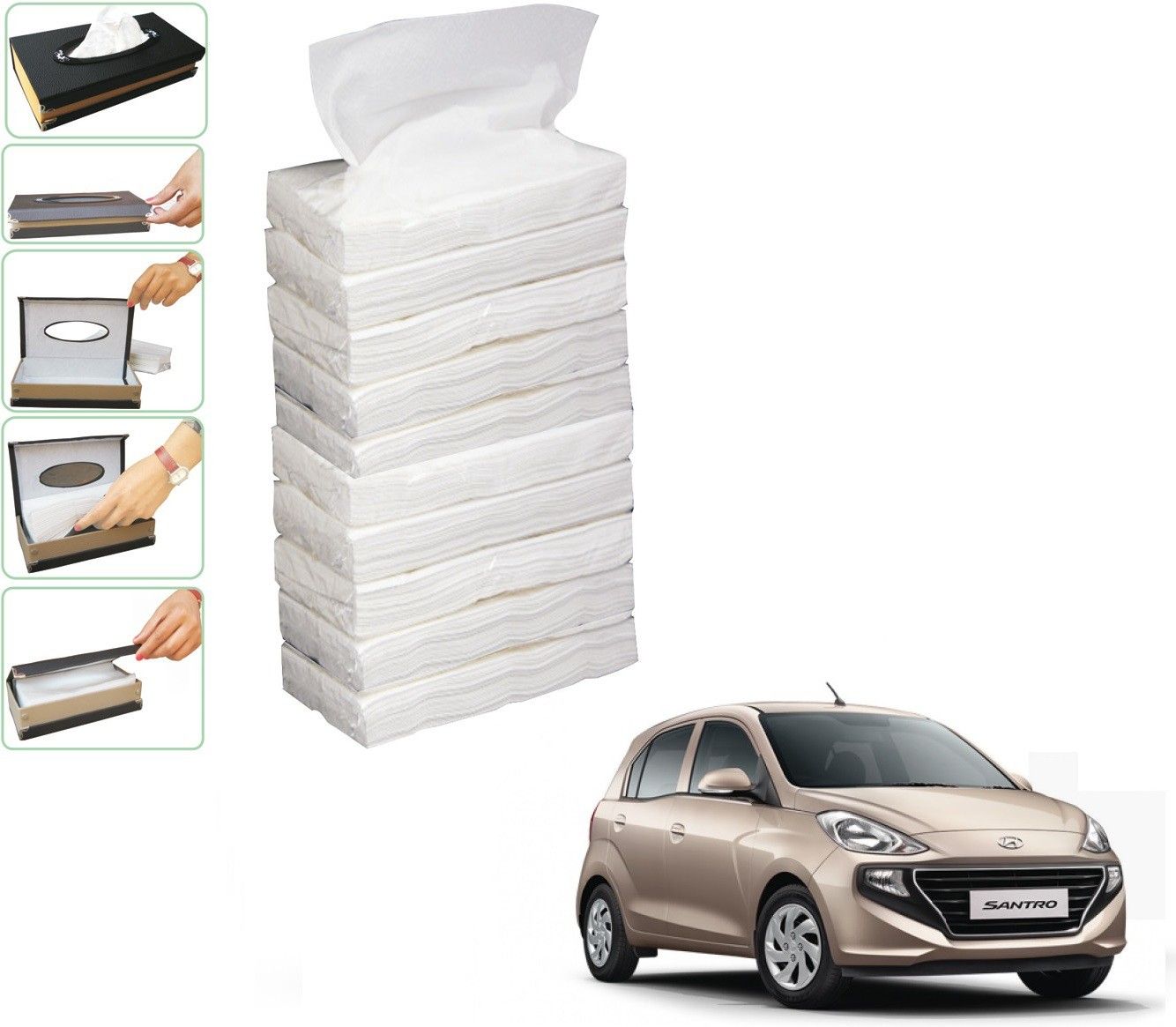 kozdiko 10 SET REFILLER WITH 100 PULLS (200 SHEETS) FOR HYUNDAI SANTRO 2018 Vehicle Tissue Dispenser-picture-13