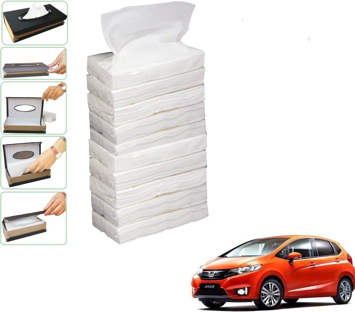 kozdiko 10 SET REFILLER WITH 100 PULLS (200 SHEETS) FOR HONDA NEW JAZZ Vehicle Tissue Dispenser-picture-44