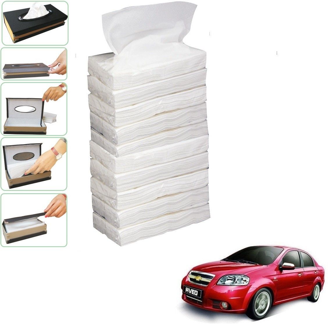 kozdiko 10 SET REFILLER WITH 100 PULLS (200 SHEETS) FOR Chevrolet Aveo Vehicle Tissue Dispenser-picture-34