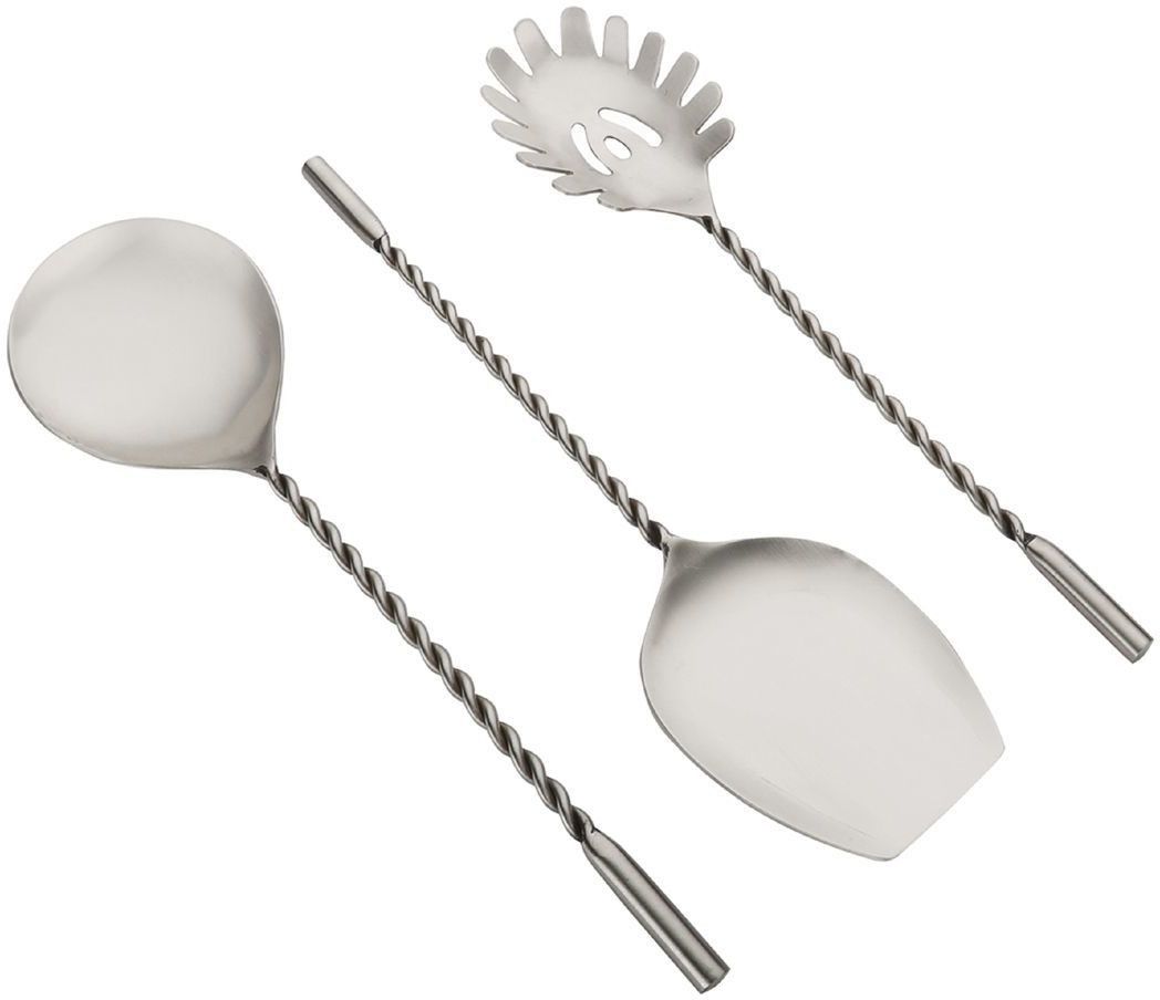 vareesha Antique Matt Finish Stainless Steel Twisted Handle Serving Spoons Set of Three Stainless Steel Cutlery Set-picture-11