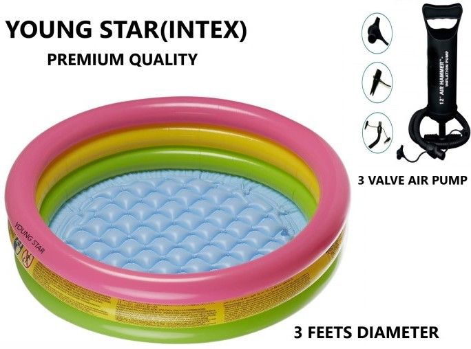 (ECOME-1)PREMIUM 3 FEETS DIAMETER AND 25 CM HEIGHT WATER POOL(SWIMMING POOL) WITH AIR BASE FOR SOFT AND CARING FOR KIDS WITH THREE VALVE AIR PUMP.3 Feet Kid’s ,Water Pool Bath Tub,Kiddie Pool ,SWIMMING POOL,bath tub.BEST SELLER PEOPLE CHOICE. Inflatable Inflatable Toy Pump, Swimming Pool-image-42
