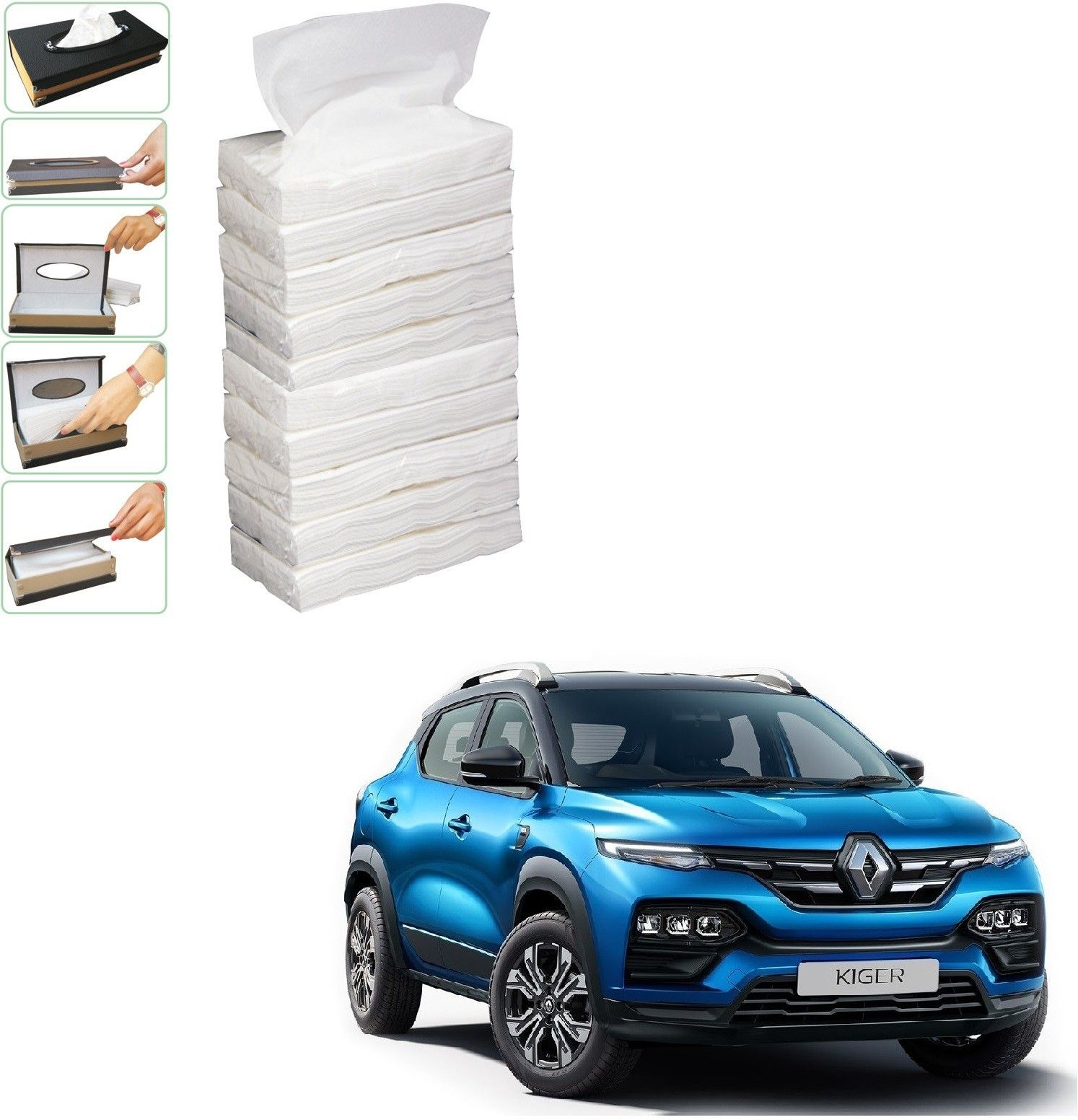 kozdiko 10 SET REFILLER WITH 100 PULLS (200 SHEETS) FOR RENAULT KIGER Vehicle Tissue Dispenser-picture-11