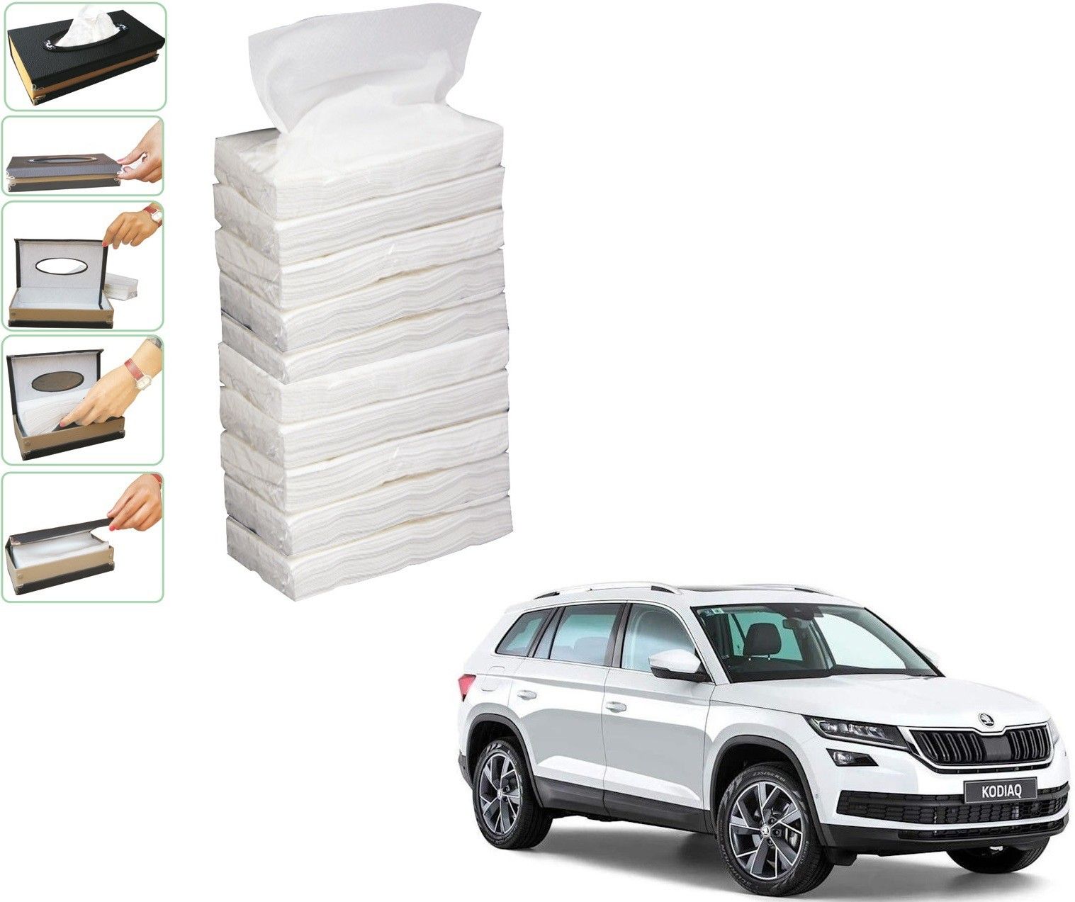 kozdiko 10 SET REFILLER WITH 100 PULLS (200 SHEETS) FOR SKODA KODIAQ Vehicle Tissue Dispenser-picture-16