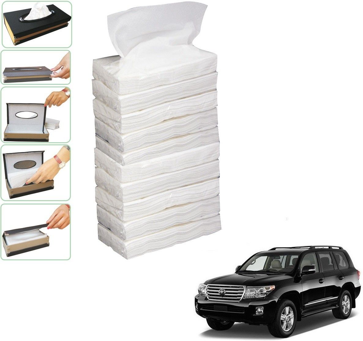 kozdiko 10 SET REFILLER WITH 100 PULLS (200 SHEETS) FOR TOYOTA LAND CRUISER Vehicle Tissue Dispenser-picture-20