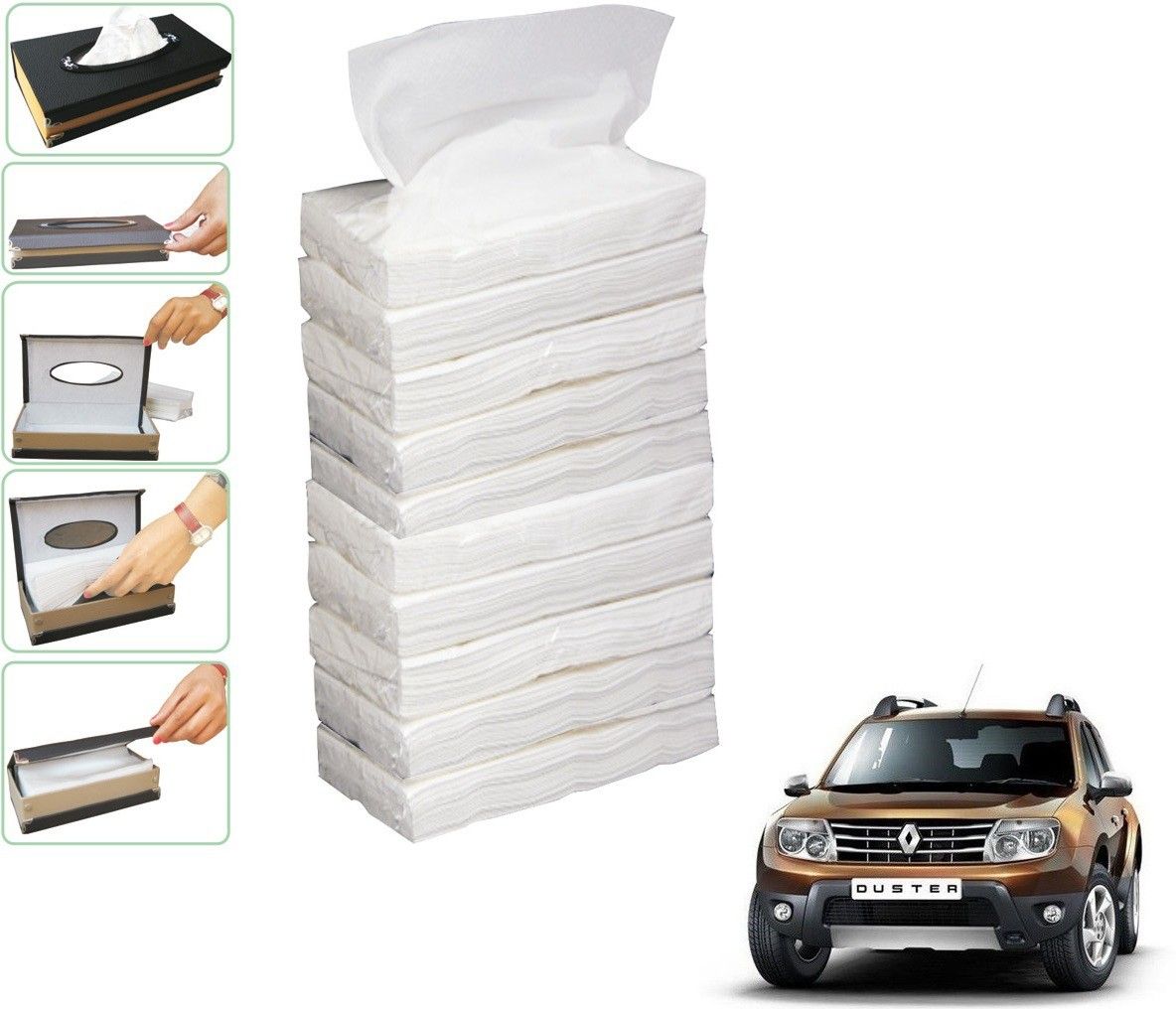 kozdiko 10 SET REFILLER WITH 100 PULLS (200 SHEETS) FOR RENAULT DUSTER Vehicle Tissue Dispenser-picture-28