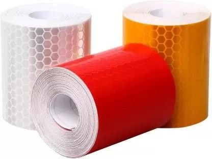 Reflective Tape Sticker High Visibility Safety Warning Tape 3 pieces Meter length red gold white for Vehicles Cars Trailers Bikes Helmets 51 mm x 3 m Yellow, White, Red Reflective Tape (Pack of 1) 50.8 mm x 3 m RED, WHITE, YELLOW Reflective Tape