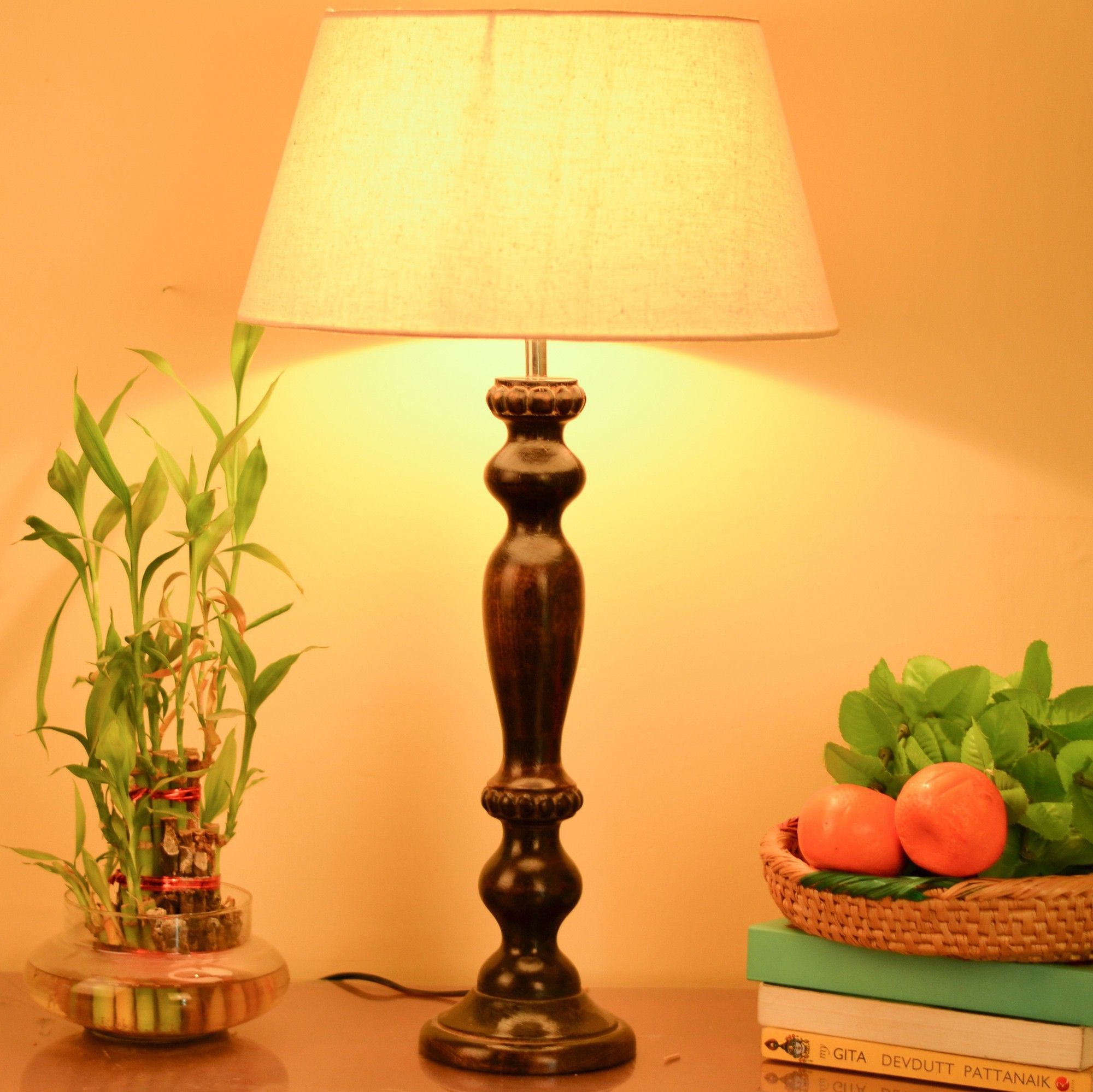homesake Eureka Polka Black Wood Table Lamp With Khadi Shade Table Lamp-picture-17