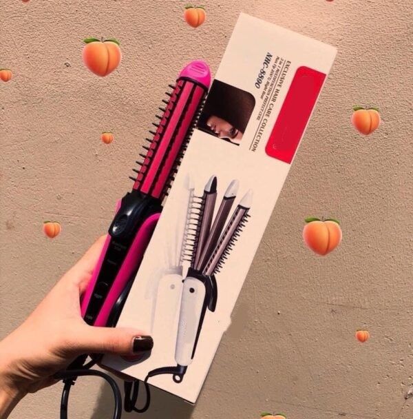 Moonlight Straighten Curly Hair Fast Heated WOMEN Quick HAIR Straightener Multifunctional Hair Curler Hair Straightener (PINK) Hair Straightener-image-26