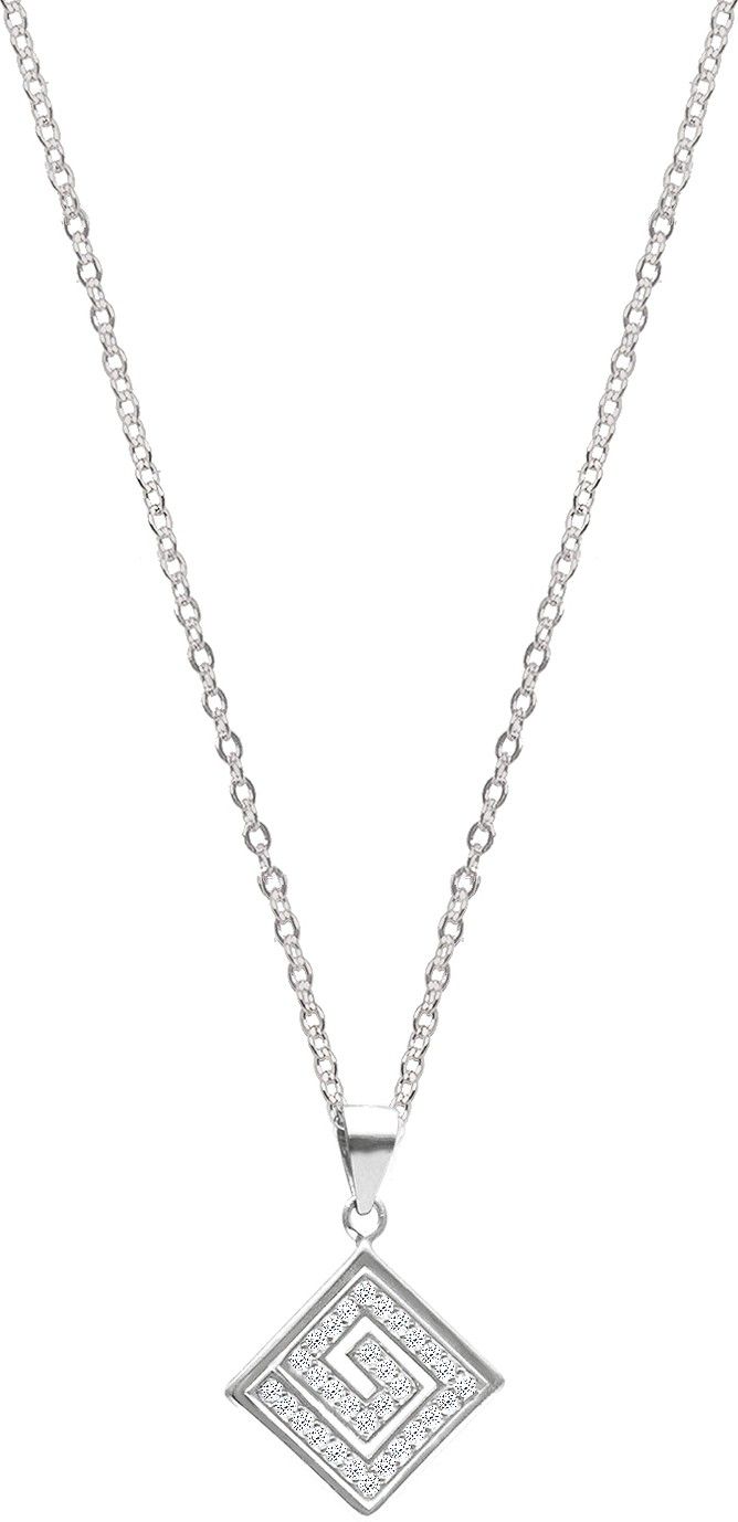 giva 925 Sterling Silver Zircon Maze Pendant with Link Chain and 925 stamped Rhodium Plated Silver Necklace-picture-10