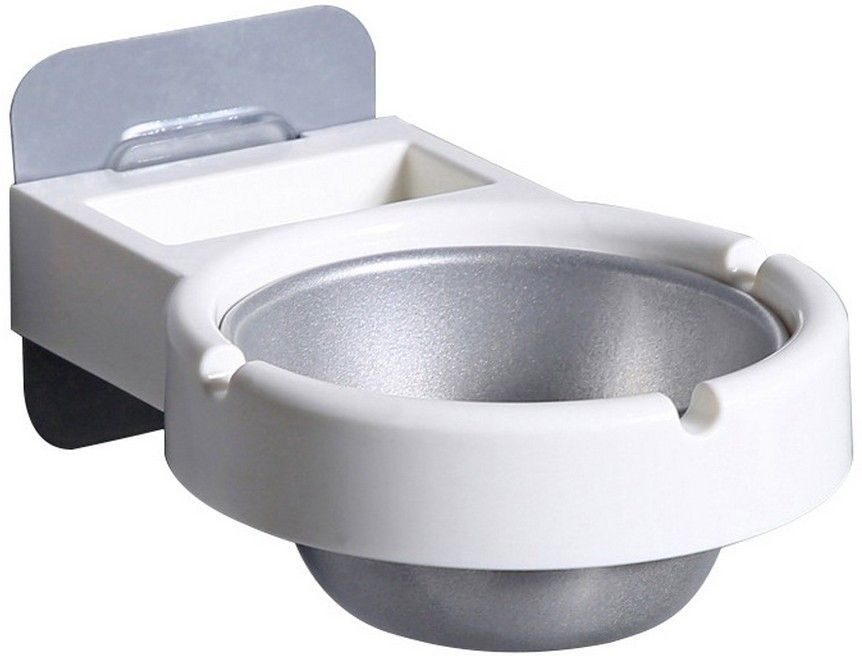 Cigarette Ashtray Big Size Round Rotating Stainless Steel, Plastic Ashtray, Wall- mounted Waterproof Wall Hanging Ashtray with Suction Cup for Home Bathroom Office Toilet White Plastic, Stainless Steel Ashtray-image-35