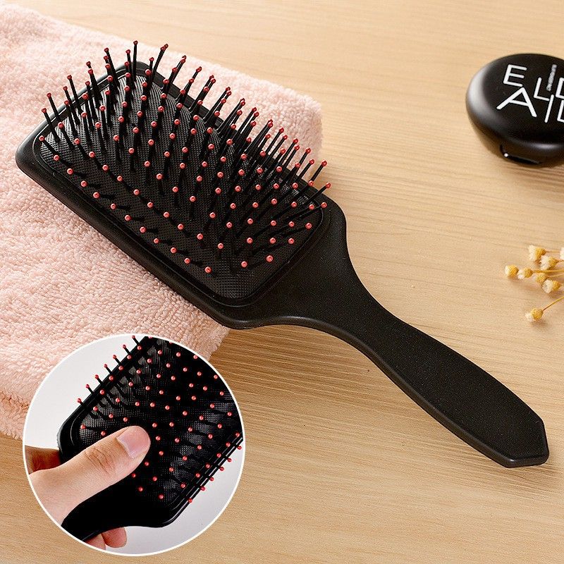 Professional unisex Big Paddle Rectangular Cushion Brush for Men & Women hair styling - black-image-5