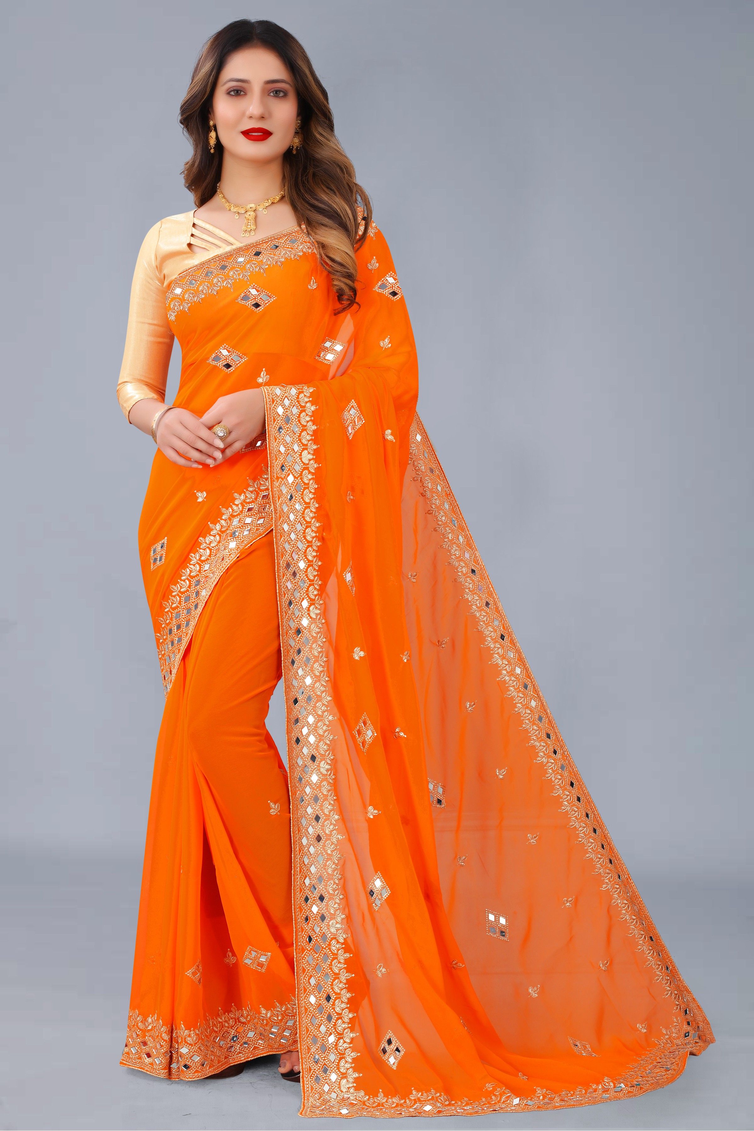 niseful Embroidered Banarasi Georgette Saree-picture-22