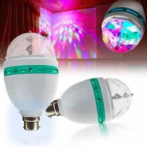 360 Degree LED Crystal Rotating Bulb Magic Disco LED Light, LED Rotating Bulb Light Lamp Colorful Magic DJ Laser Light Lighting Disco Party Bulb for Party Home Diwali Decoration Single Disco Ball (Ball Diameter: 2.5 cm) Single Disco Ball