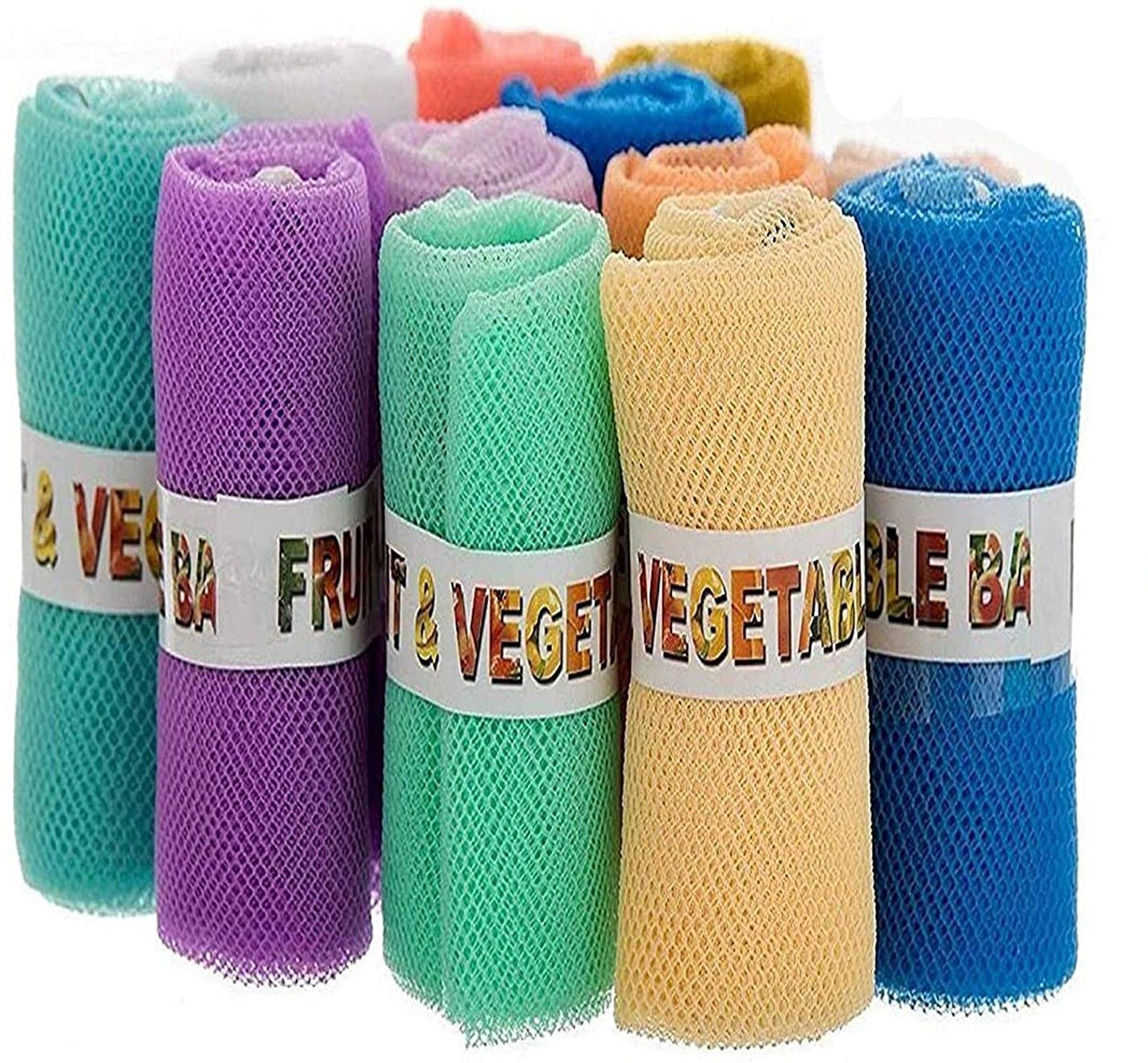 Fridge Storage Vegetable Net Bag_Fruits Storage Bag_Net Fridge Organizer Pack of 12 Multi Color Pack of 12 Grocery Bags-image-10
