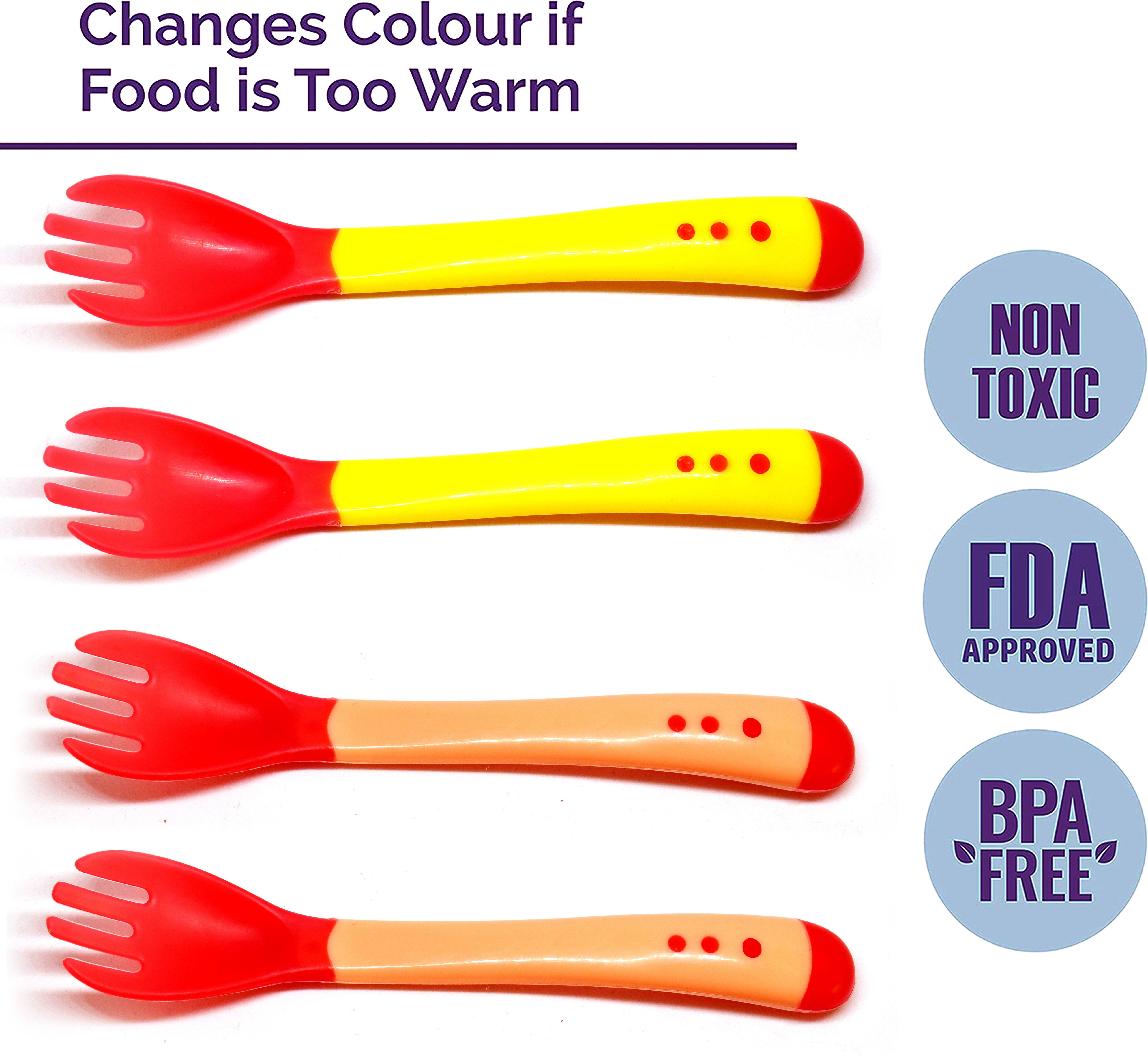 miss & chief by flipkart Silicone Tip Heat Sensitive Silicone Spoons | Temperature Sensing Spoons | Fork Set (Red & Yellow, Pack of 4)- Silicon-picture-30