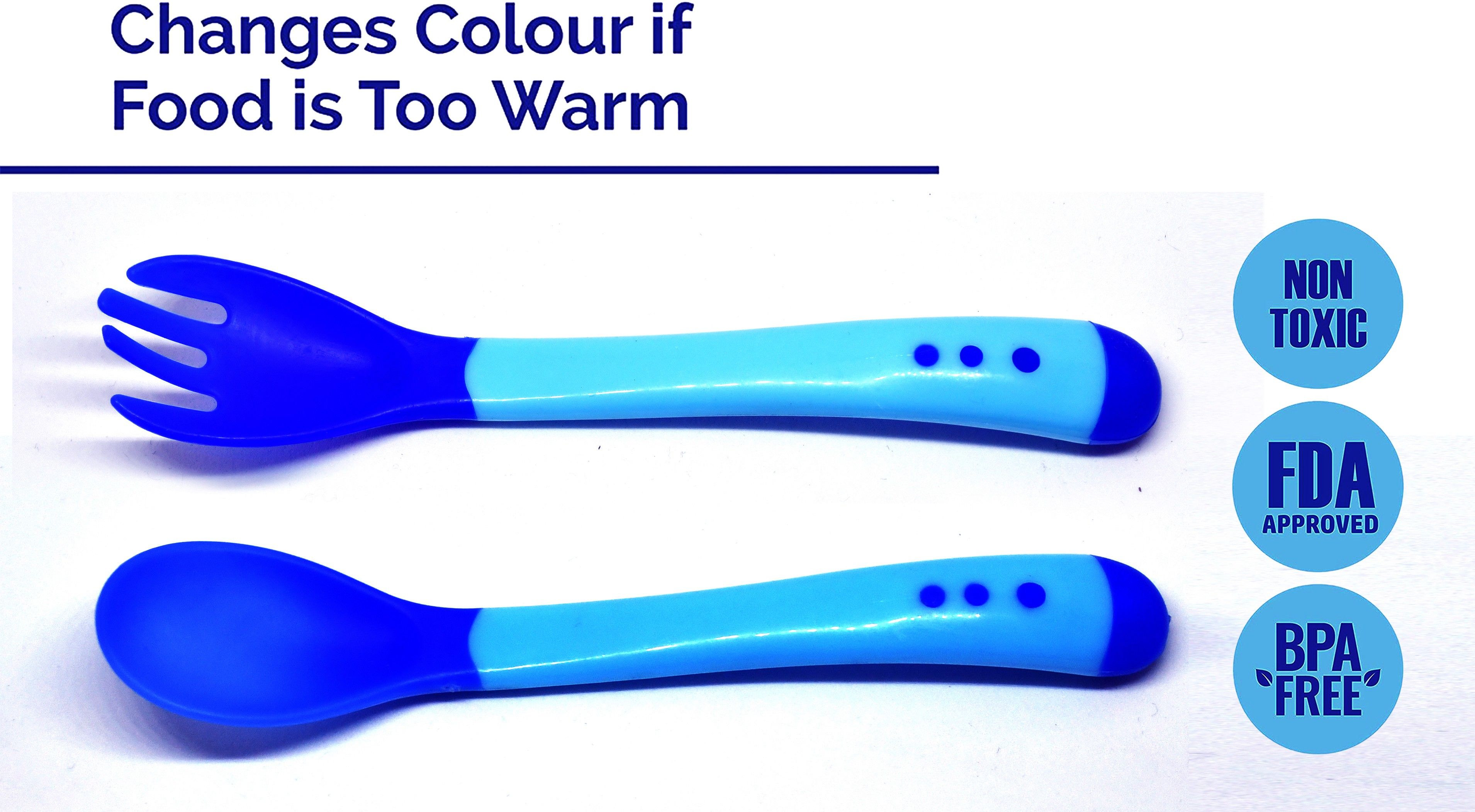 miss & chief by flipkart Silicone Tip Heat Sensitive Silicone Spoons | Temperature Sensing Spoons | Spoon & Fork Set (Blue, Pack of 2) - Silicon-picture-21