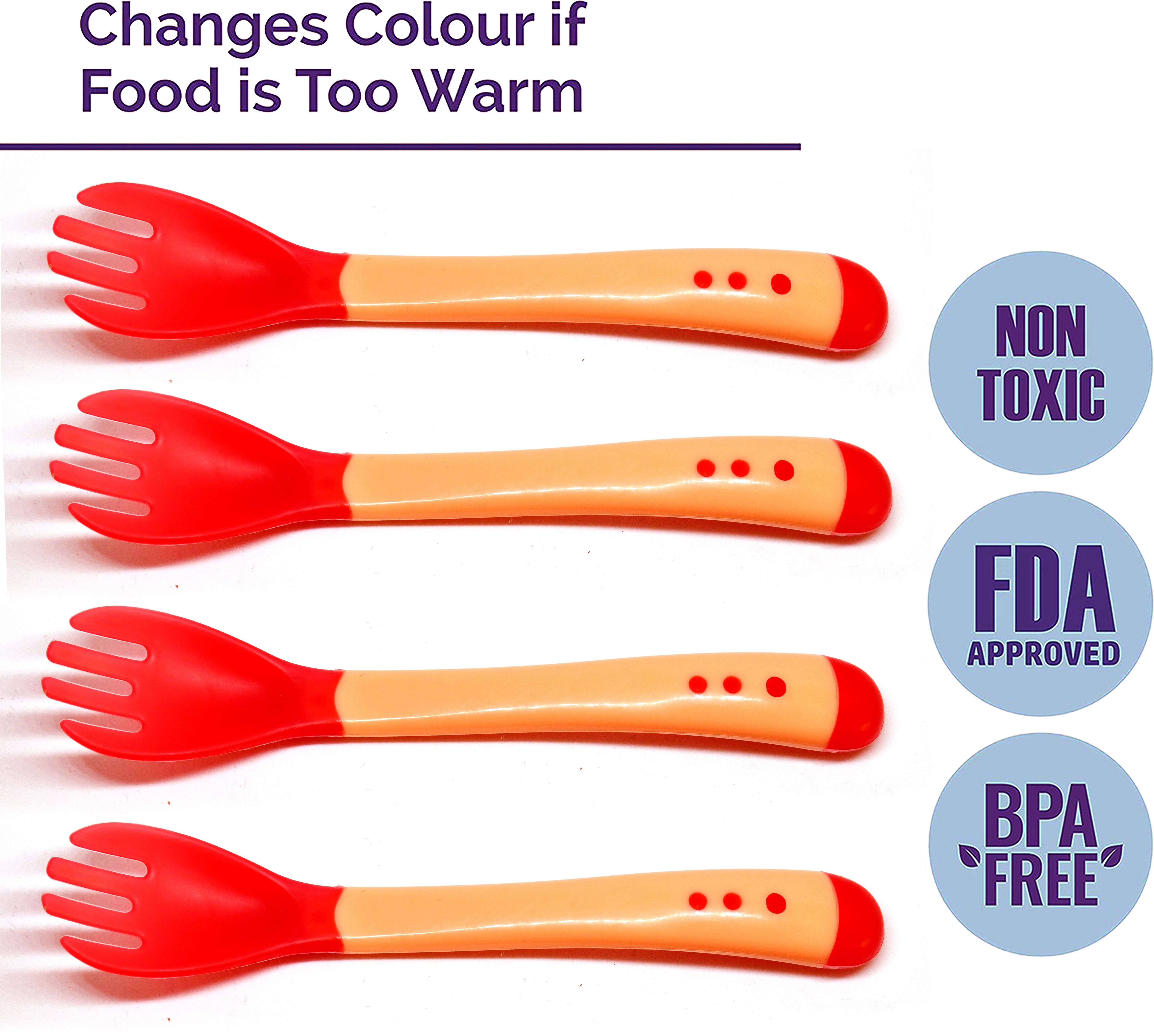 miss & chief by flipkart Silicone Tip Heat Sensitive Silicone Spoons | Temperature Sensing Spoons | Fork Set (Red, Pack of 4) - Silicon-picture-29